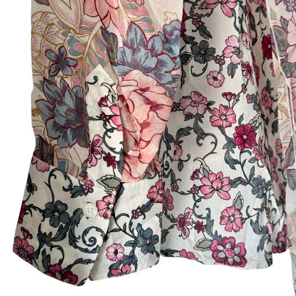 See By Chloe Floral Print Mixed Media Silk Chiffon Georgette Blouse Size 44 / L - Picture 8 of 11